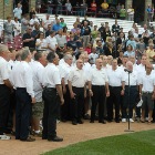 Singing the National Anthem for a baseball game.