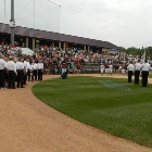 Singing the National Anthem for a baseball game.